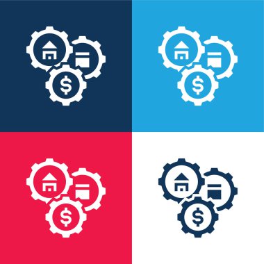 Assets blue and red four color minimal icon set clipart