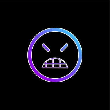 Kapalı Gözlü Kızgın Duygusal Kare Yüzlü Mavi Renk vektör simgesi