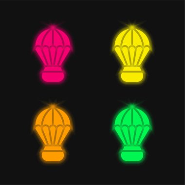 Adventure Sports four color glowing neon vector icon clipart