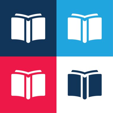 Book blue and red four color minimal icon set clipart