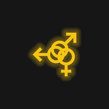 Bisexual yellow glowing neon icon clipart