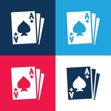 Ace Of Spades blue and red four color minimal icon set clipart