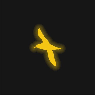 Albatross Bird Shape yellow glowing neon icon clipart