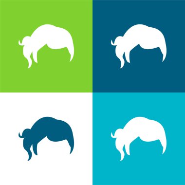 Siyah Kısa Saç Şekli Düz Dört Renk Simgesi