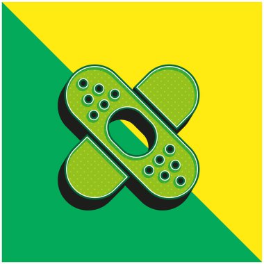 Yara bandı oluşturma A Cross Mark Green ve sarı 3D vektör simgesi logosu