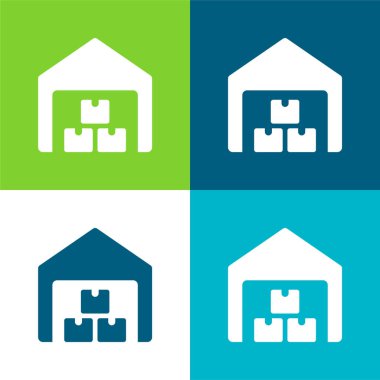 Kutular Düz 4 renk en küçük simge kümesi