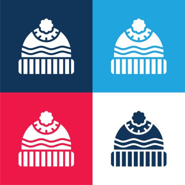 Fasulye mavisi ve kırmızı dört renk minimal simge kümesi