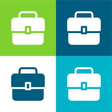 Evrak çantası Düz 4 renk minimal simgesi seti