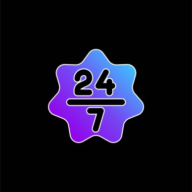 24 / 7 mavi eğimli vektör simgesi