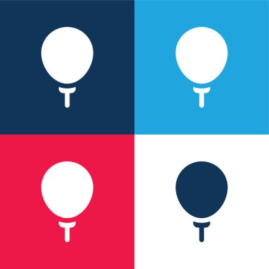 Balon mavi ve kırmızı dört renk minimal simge kümesi