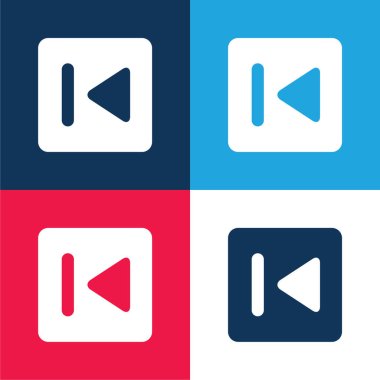 Geri Düğme mavi ve kırmızı dört renk minimal simge seti