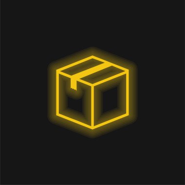 Kutu kapalı sarı parlak neon simgesi
