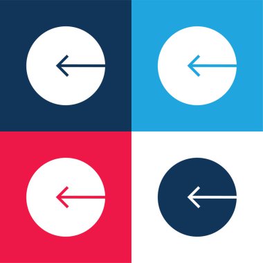 Sol Dairesel Düğmeyi İşaretleyen Ok Mavi ve Kırmızı Dört Renk Minimum Simgesi