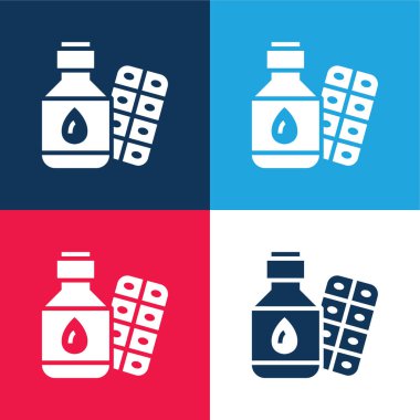 Antikonvülsantlar mavi ve kırmızı En az dört renk simgesi