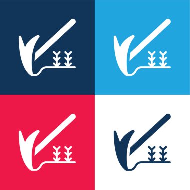 Agriculture blue and red four color minimal icon set clipart