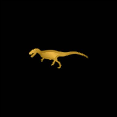 Allosaurus Dinosaur Shape gold plated metalic icon or logo vector clipart