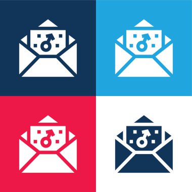 Oğlan mavi ve kırmızı dört renk minimal simge kümesi