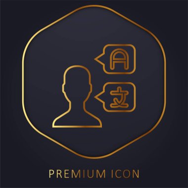 Bilingual golden line premium logo or icon clipart