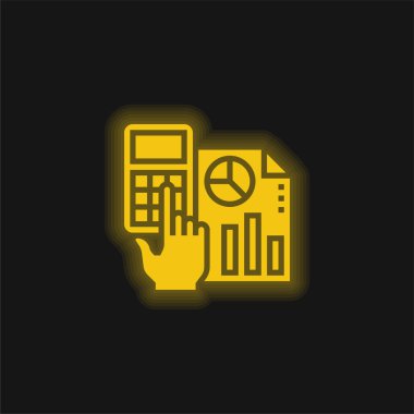 Muhasebe sarı parlak neon simgesi