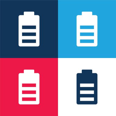 Pil mavi ve kırmızı dört renk minimal simge kümesi