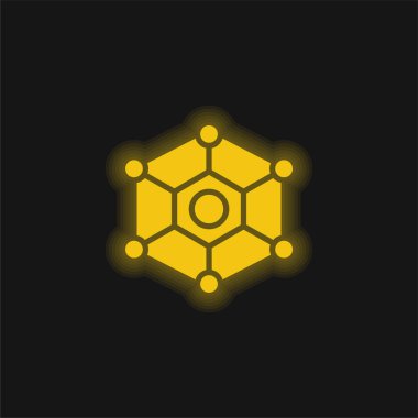 Atom sarısı parlak neon simgesi
