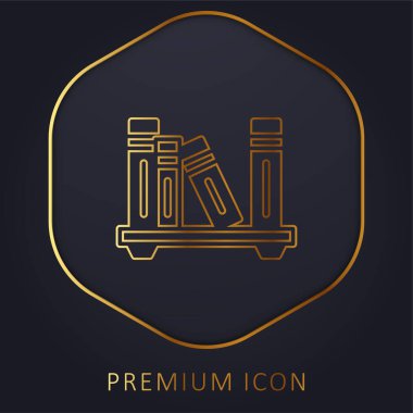 Kitap rafı altın çizgi premium logosu veya simgesi