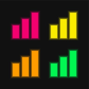 Analysis Bars. Infography four color glowing neon vector icon clipart