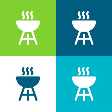 Bbq Düz dört renk en küçük simge kümesi