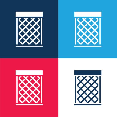 Çöp kutusu mavi ve kırmızı dört renk en küçük simge kümesi