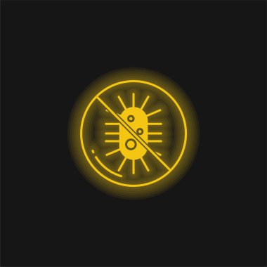 Bakteri sarı parlak neon simgesi