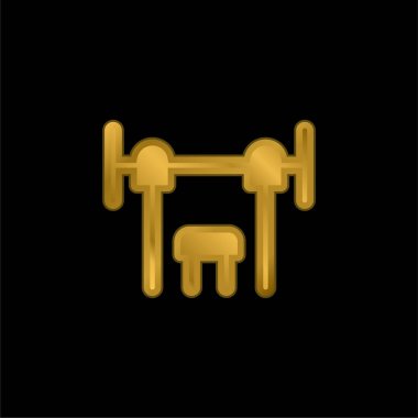 Bench Press altın kaplama metalik simge veya logo vektörü