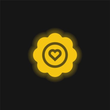 Rozet sarı parlak neon simgesi