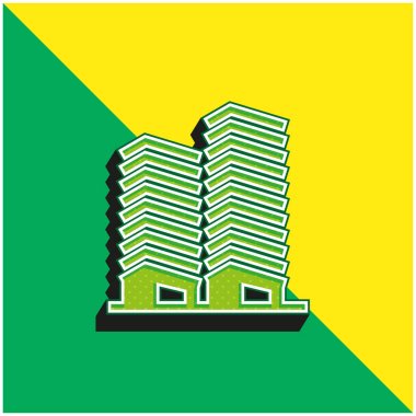 Apartments Green and yellow modern 3d vector icon logo clipart