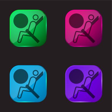 Hava yastığı dört renkli cam düğme simgesi