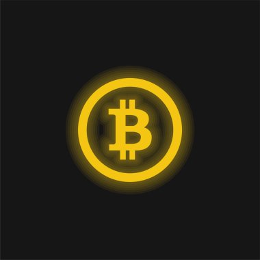 Bitcoin sarı parlayan neon simgesi