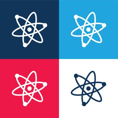 Atoms Symbol blue and red four color minimal icon set clipart