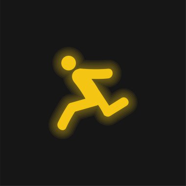 Koşan sarı neon ikon sporcusu