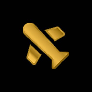 Uçak altın kaplamalı metalik simge veya logo vektörü