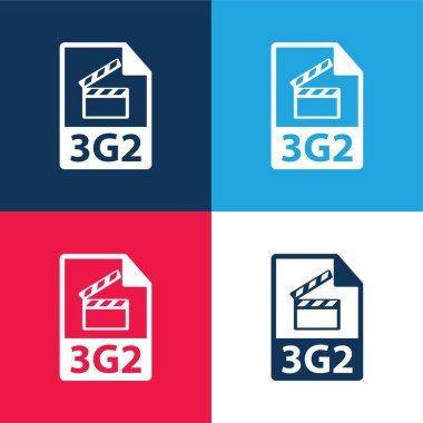 3g2 Dosya Biçimi Sembolü Mavi ve kırmızı dört renk minimal simgesi seti