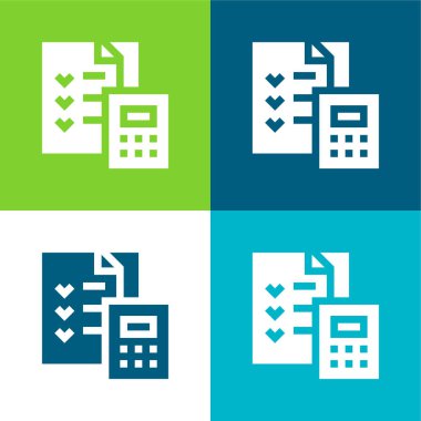 Muhasebe Düz 4 renk en küçük simge kümesi