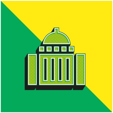 Sanat Müzesi Yeşil ve Sarı 3D vektör simgesi logosu