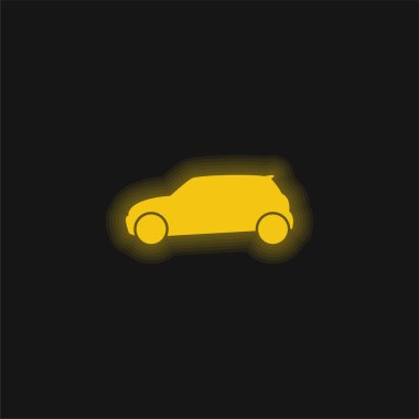 Siyah Araba Tarafı Görünümü Sarı parlak neon simgesi