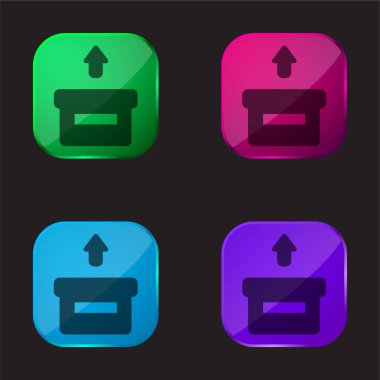 Box four color glass button icon clipart