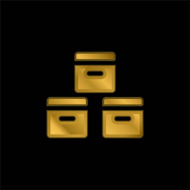 Altın kaplama metalik simge veya logo vektörü kutularName