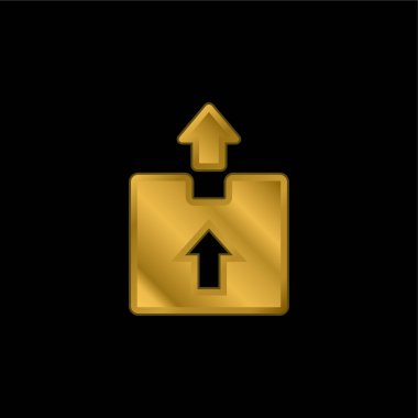 Kutu altın kaplama metalik simge veya logo vektörü