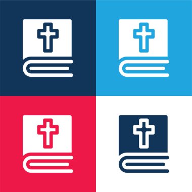 Bible blue and red four color minimal icon set clipart