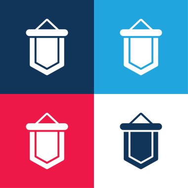 Sancak mavi ve kırmızı dört renk minimal simge kümesi