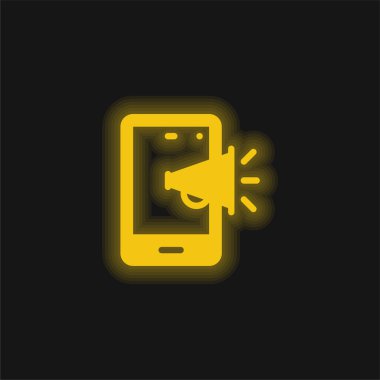Sarı parlayan neon ikon reklamı