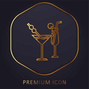 İçecek altın çizgisi prim logosu veya simgesi