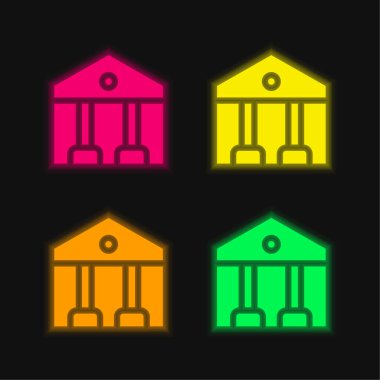 Dört renk parlayan neon vektör simgesini kaydet